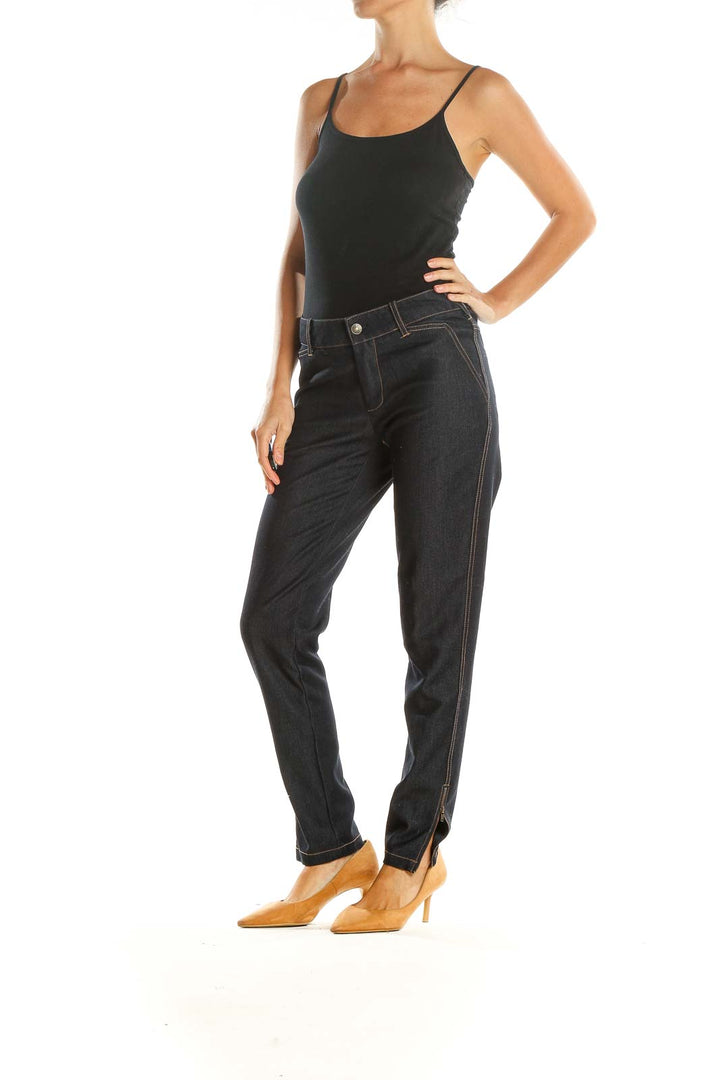 Dark Blue Straight Leg Jeans