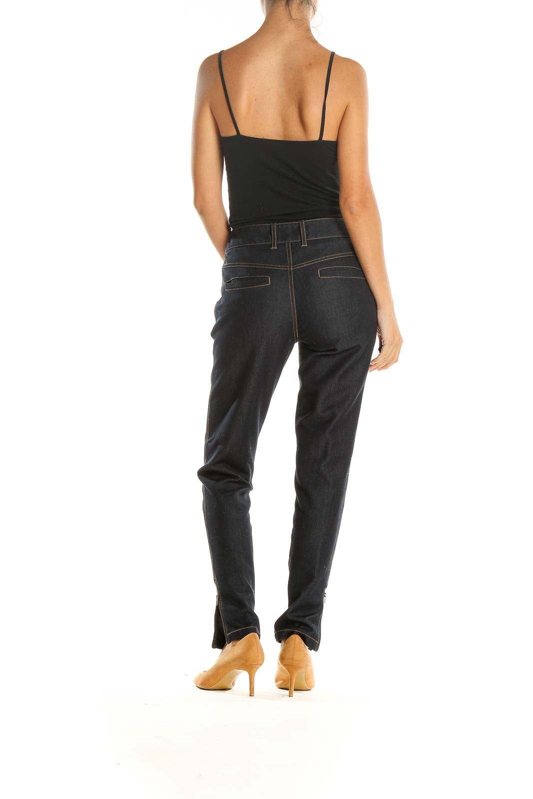 Dark Blue Straight Leg Jeans