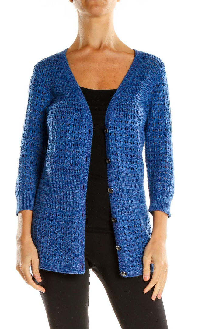 Blue Woven Cardigan