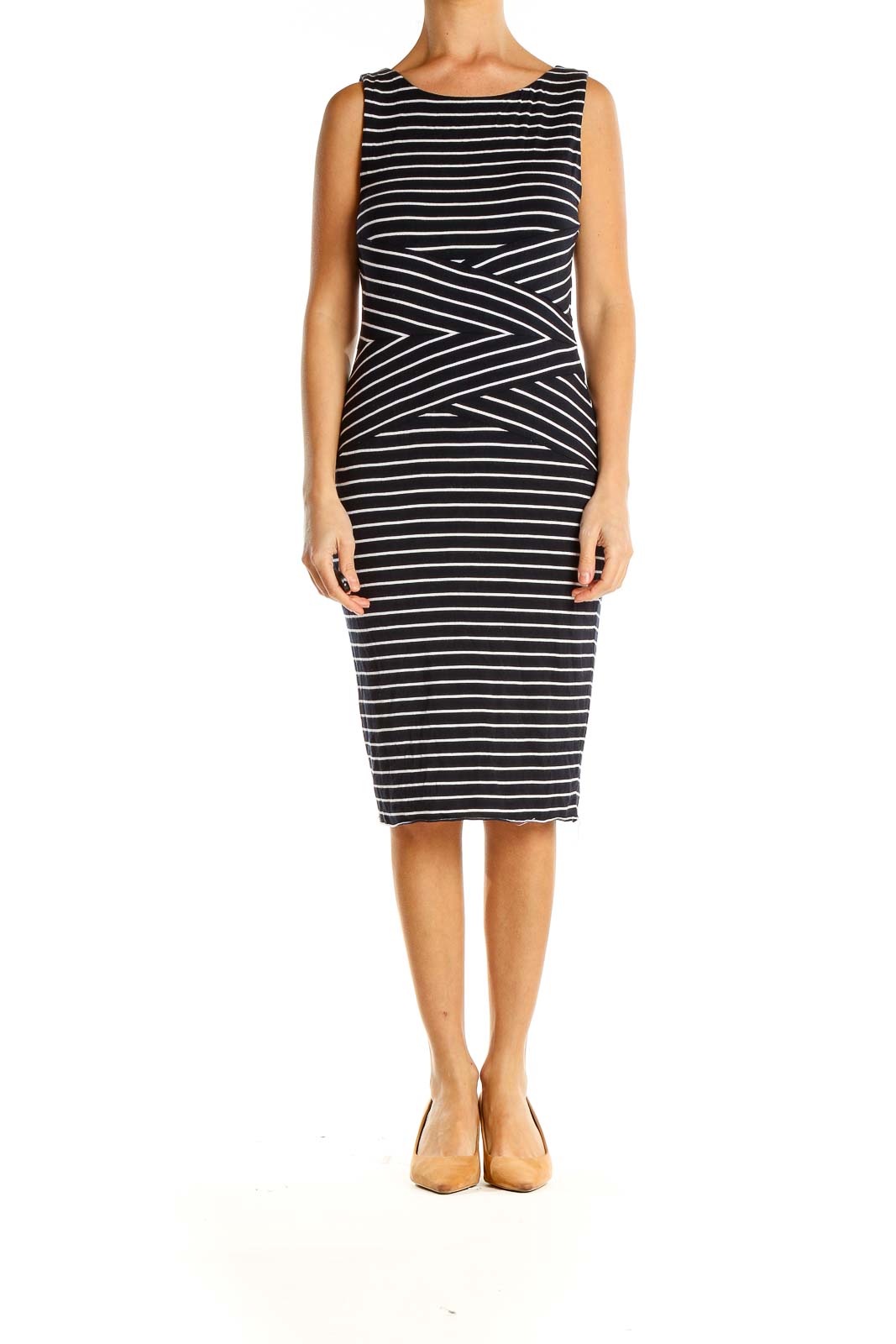 Black White Striped Bodycon Dress