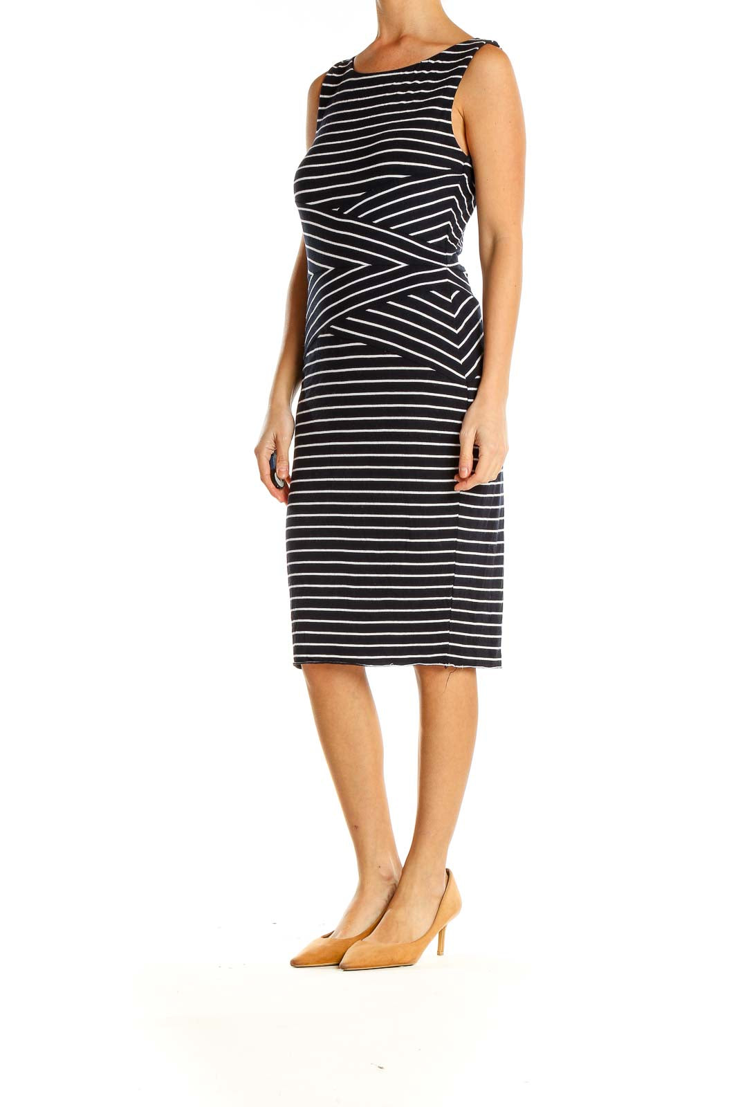 Black White Striped Bodycon Dress