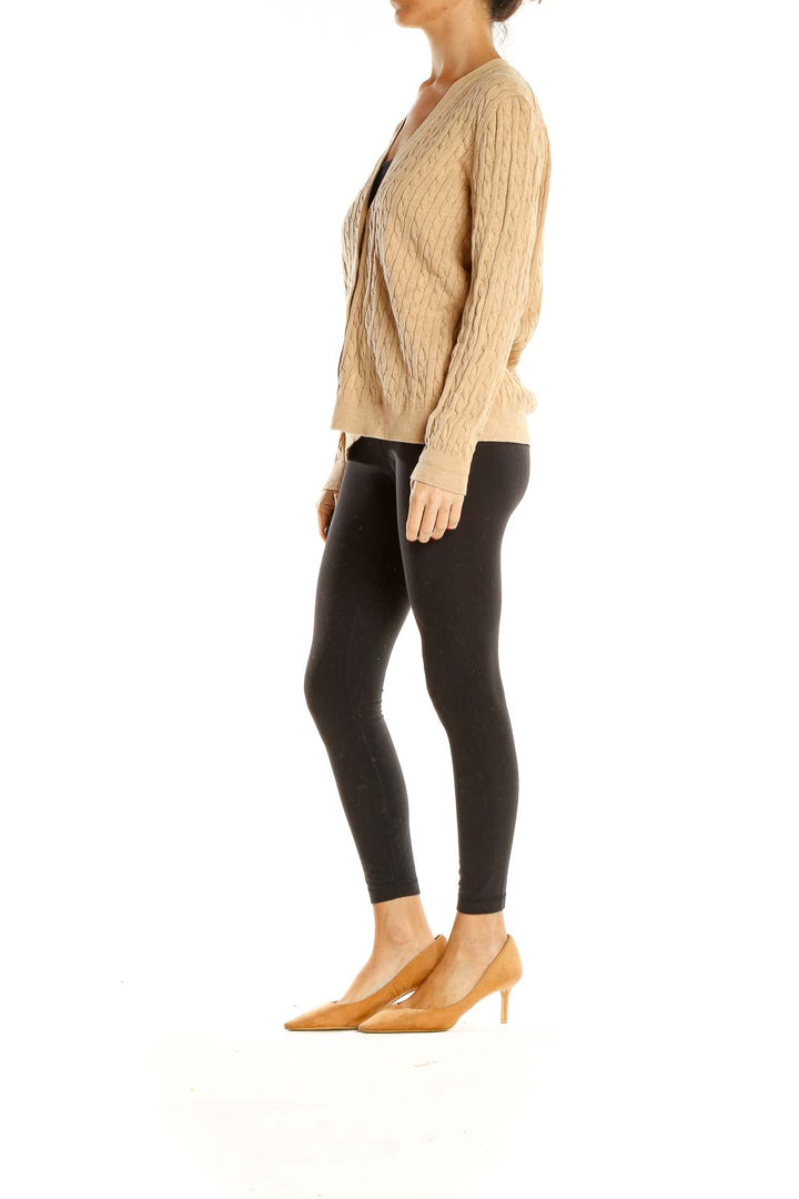 Beige Cable Knit Cardigan