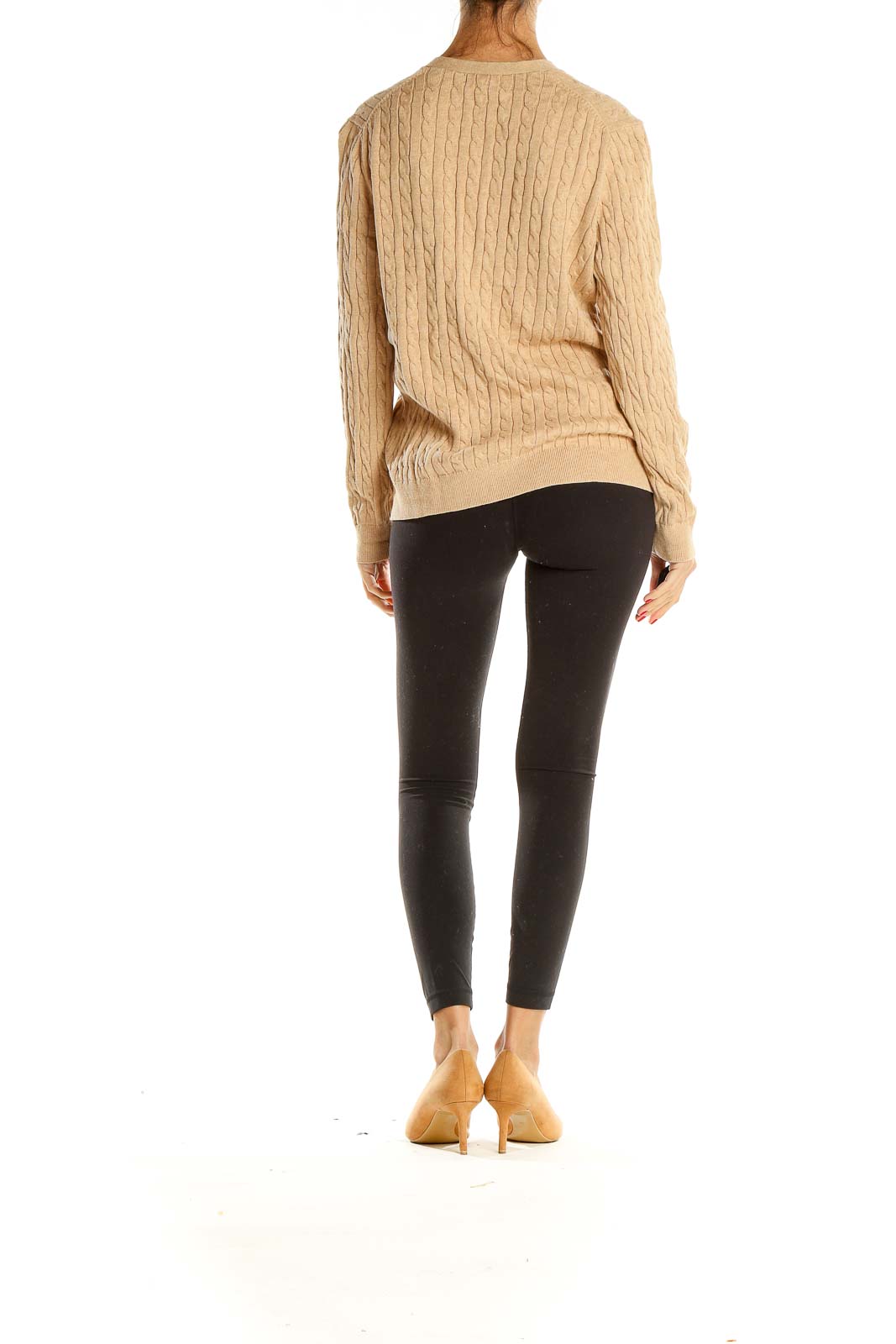 Beige Cable Knit Cardigan