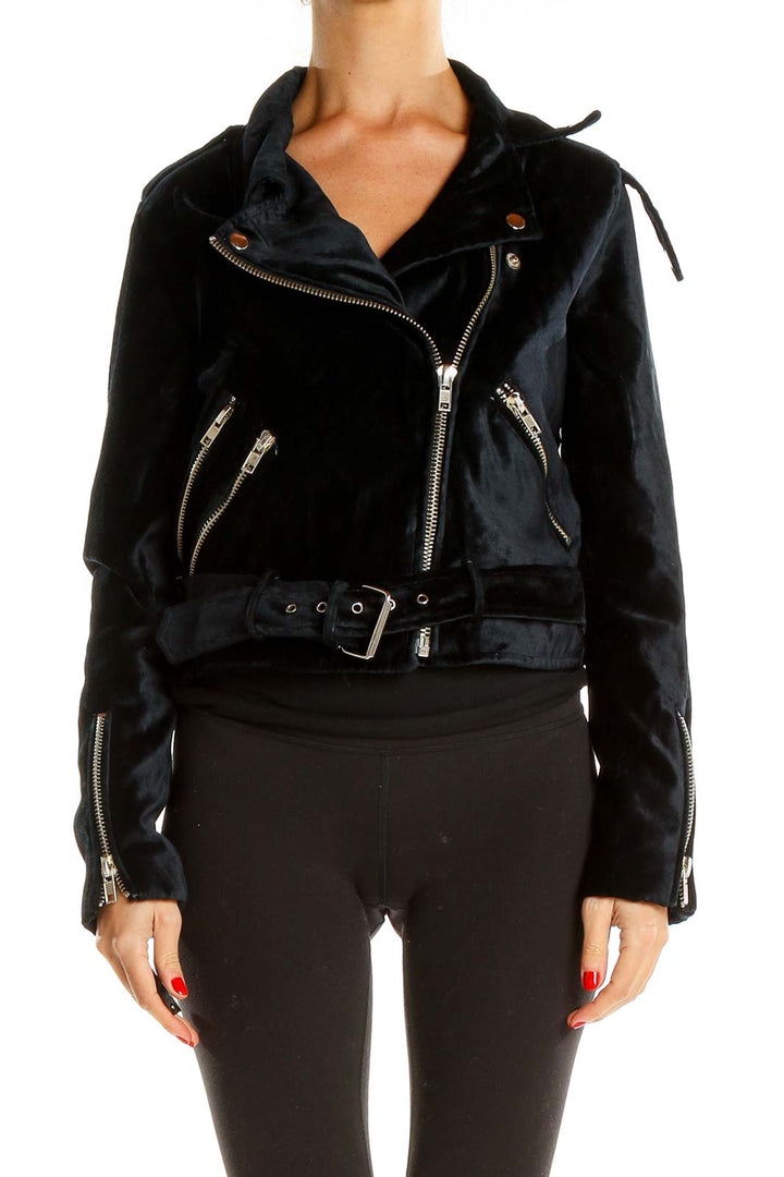 Black Velour Moto Jacket