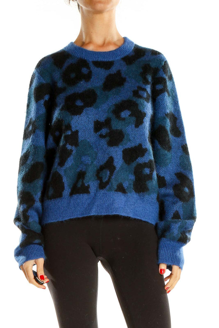 Blue Animal Print Sweater