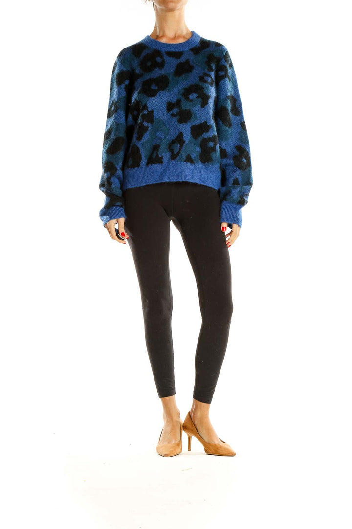 Blue Animal Print Sweater