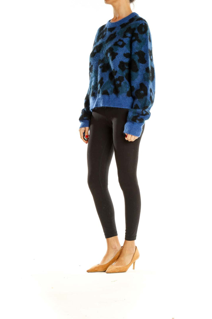 Blue Animal Print Sweater