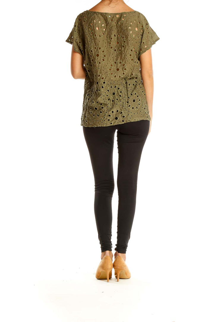 Brown Eyelet Chic Blouse