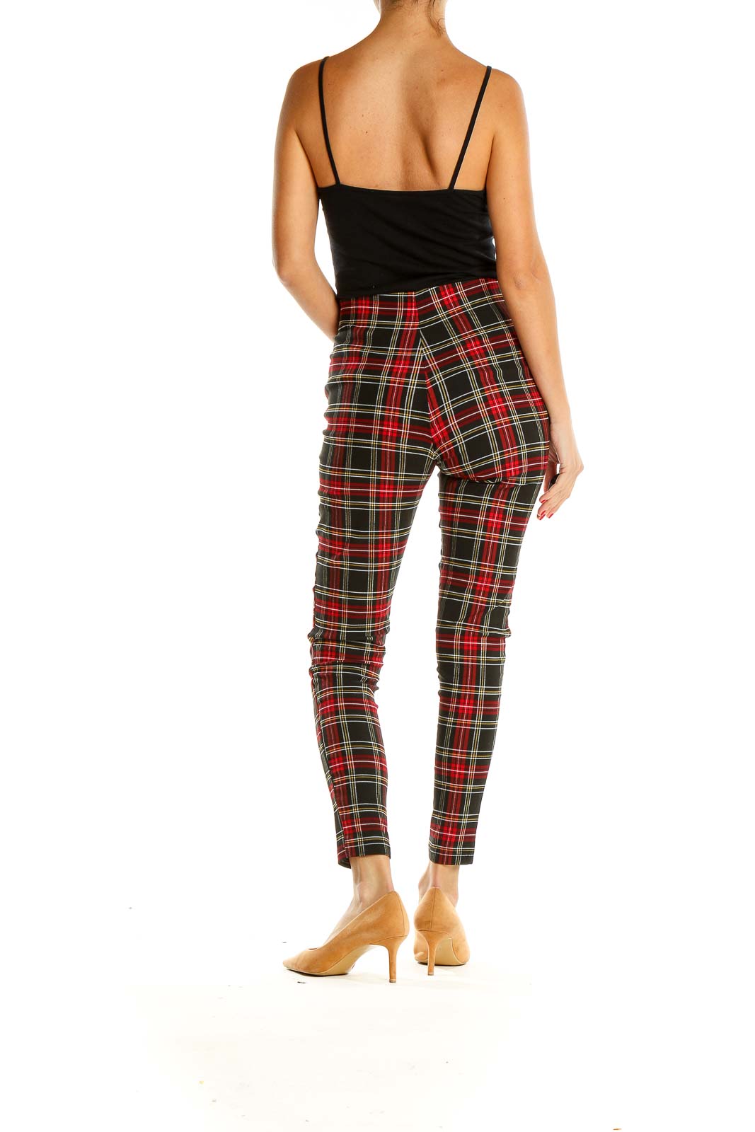 Red Checkered Casual Pants