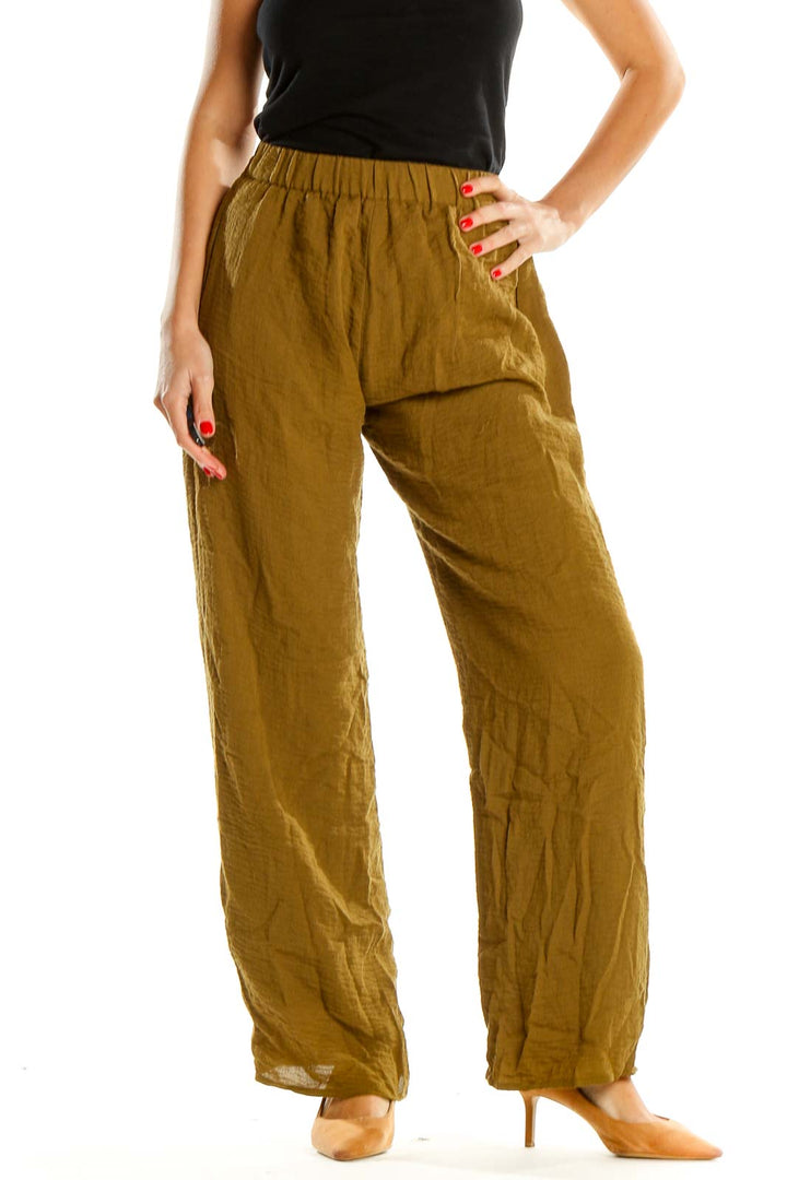 Mustard Textured Classic Pants