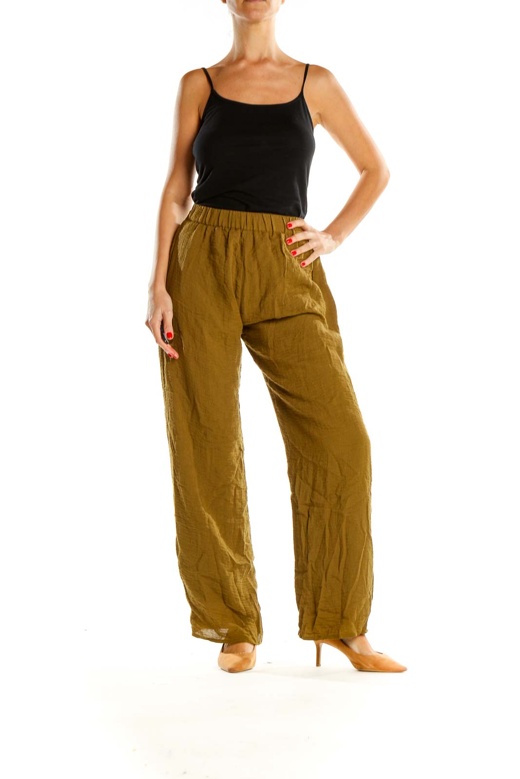 Mustard Textured Classic Pants