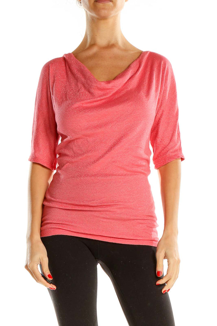 Pink Retro Cowl Neck Top