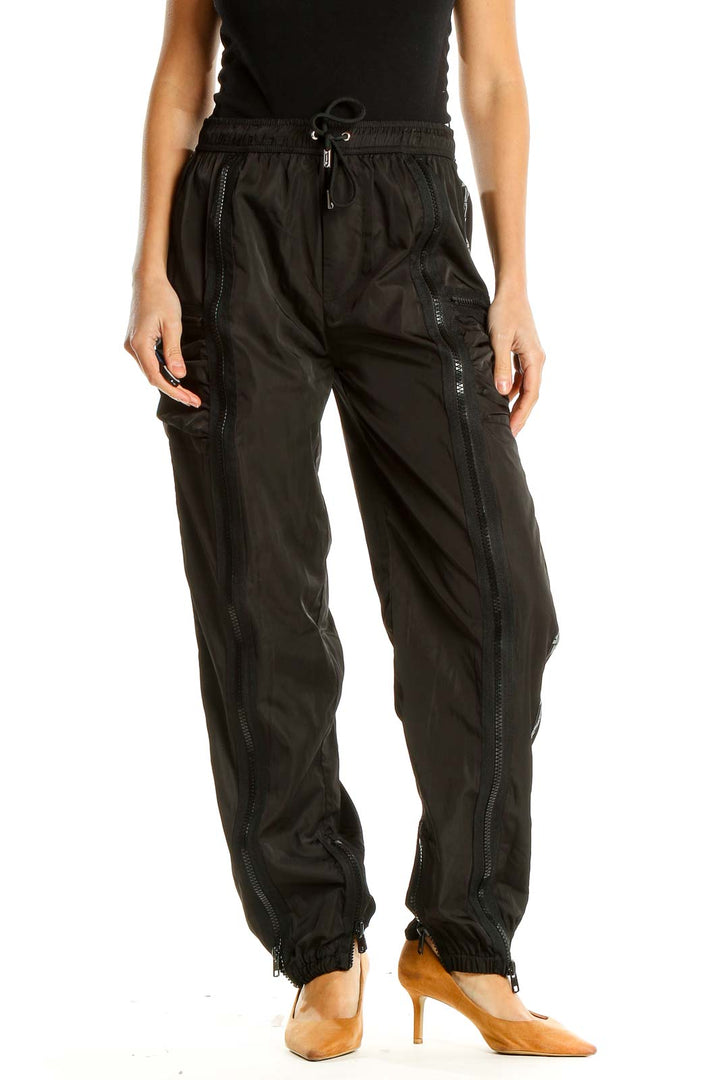 Black Zipper All Day Wear Sweatpants