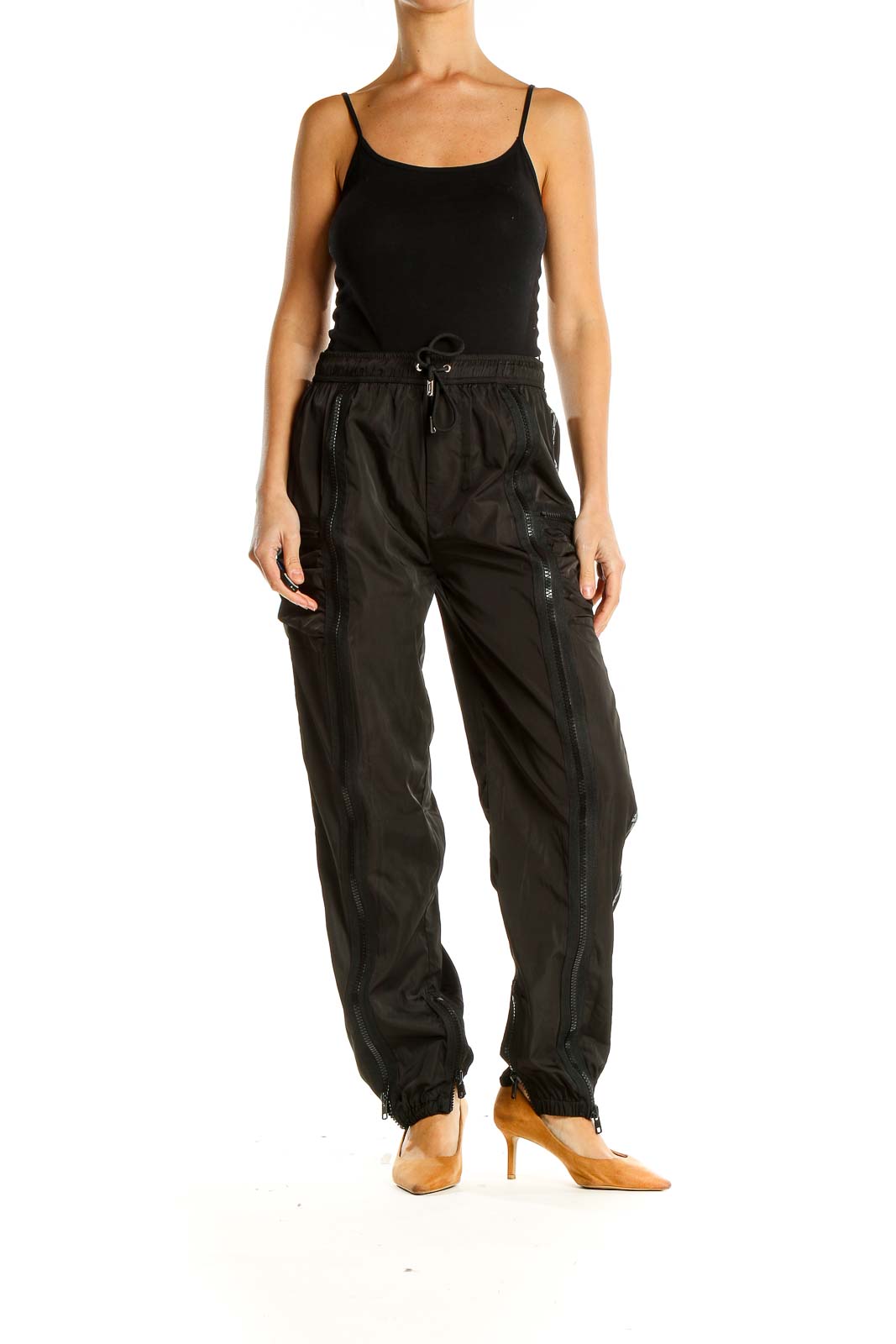 Black Zipper All Day Wear Sweatpants