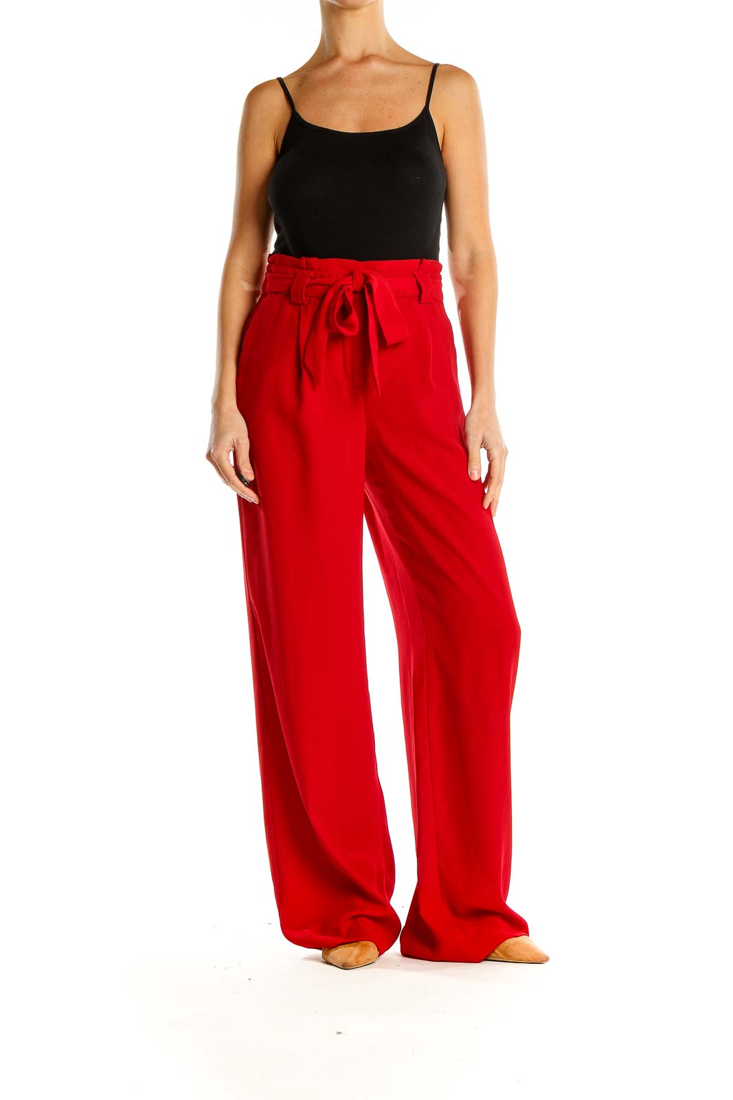 Red Casual Wide Leg Pants