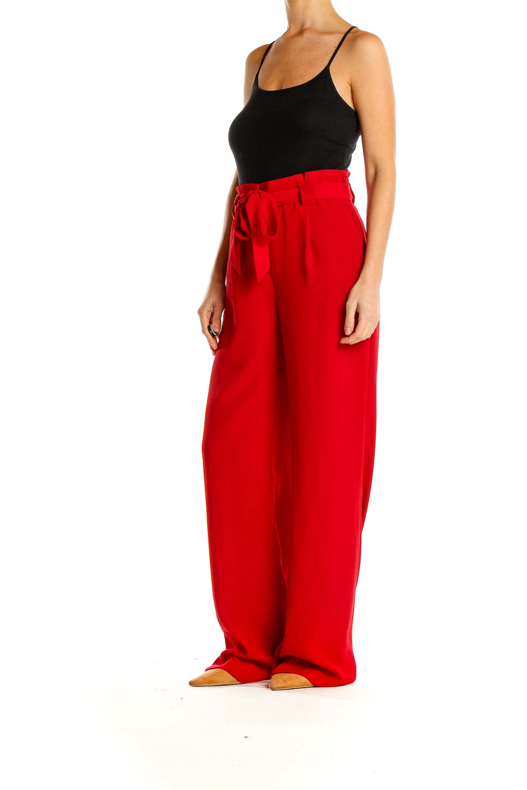 Red Casual Wide Leg Pants