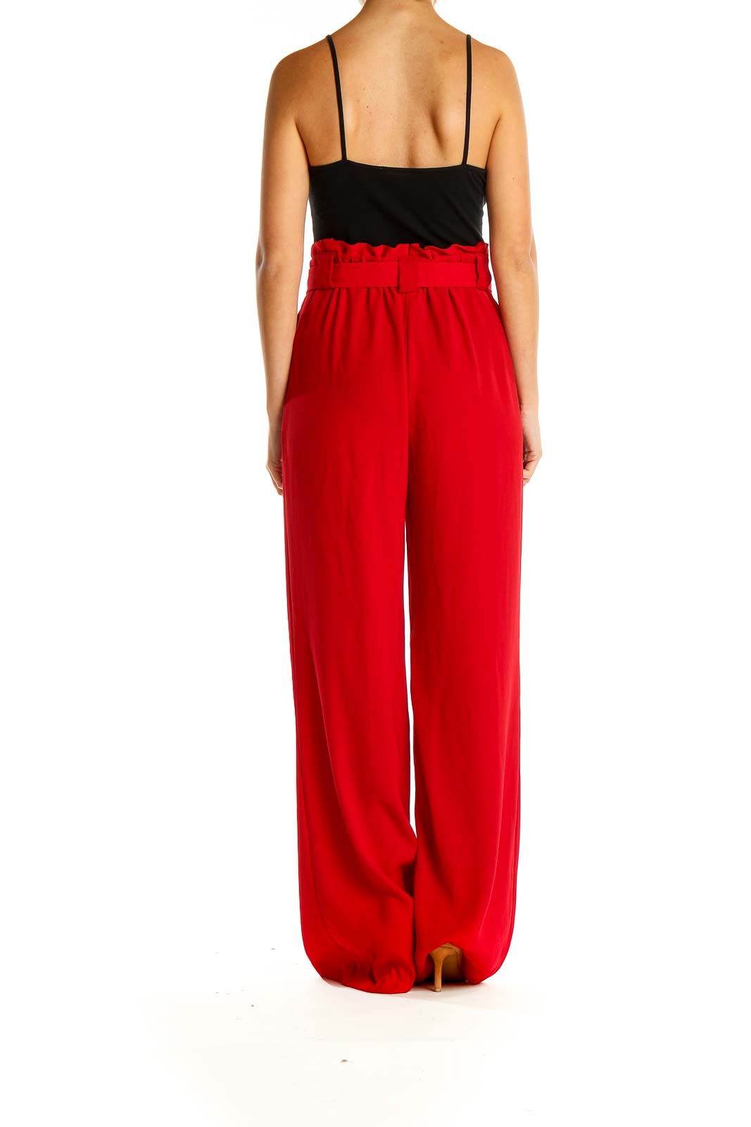 Red Casual Wide Leg Pants