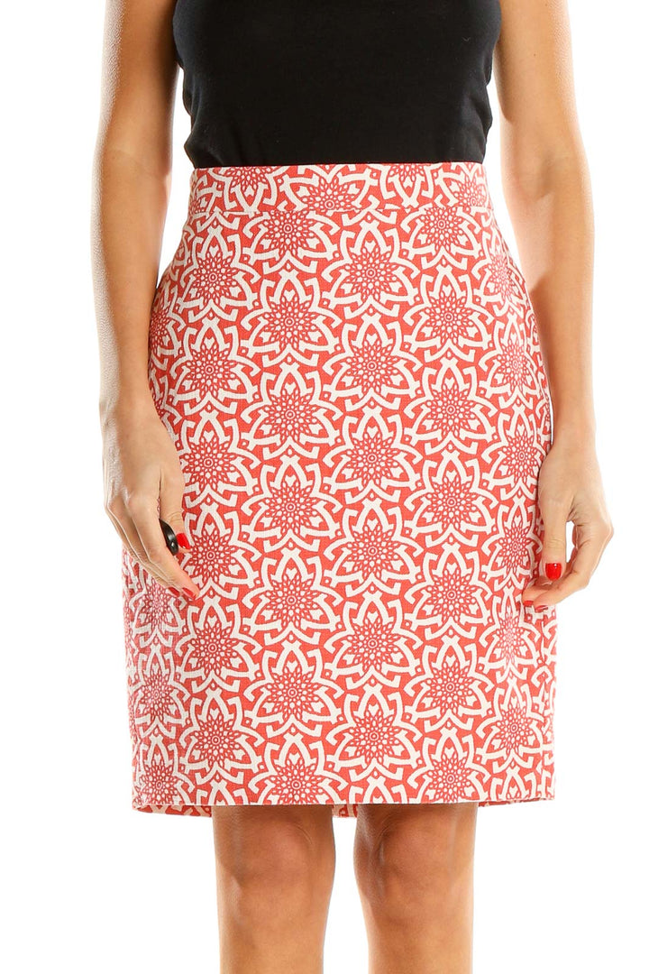 Pink Printed Holiday Pencil Skirt