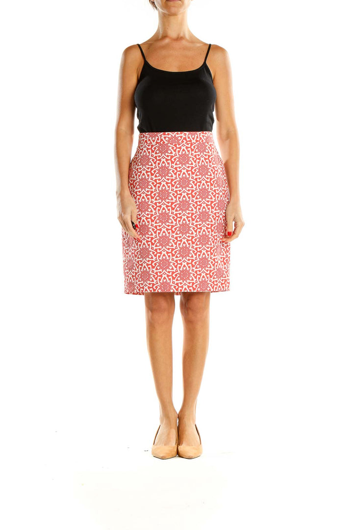 Pink Printed Holiday Pencil Skirt