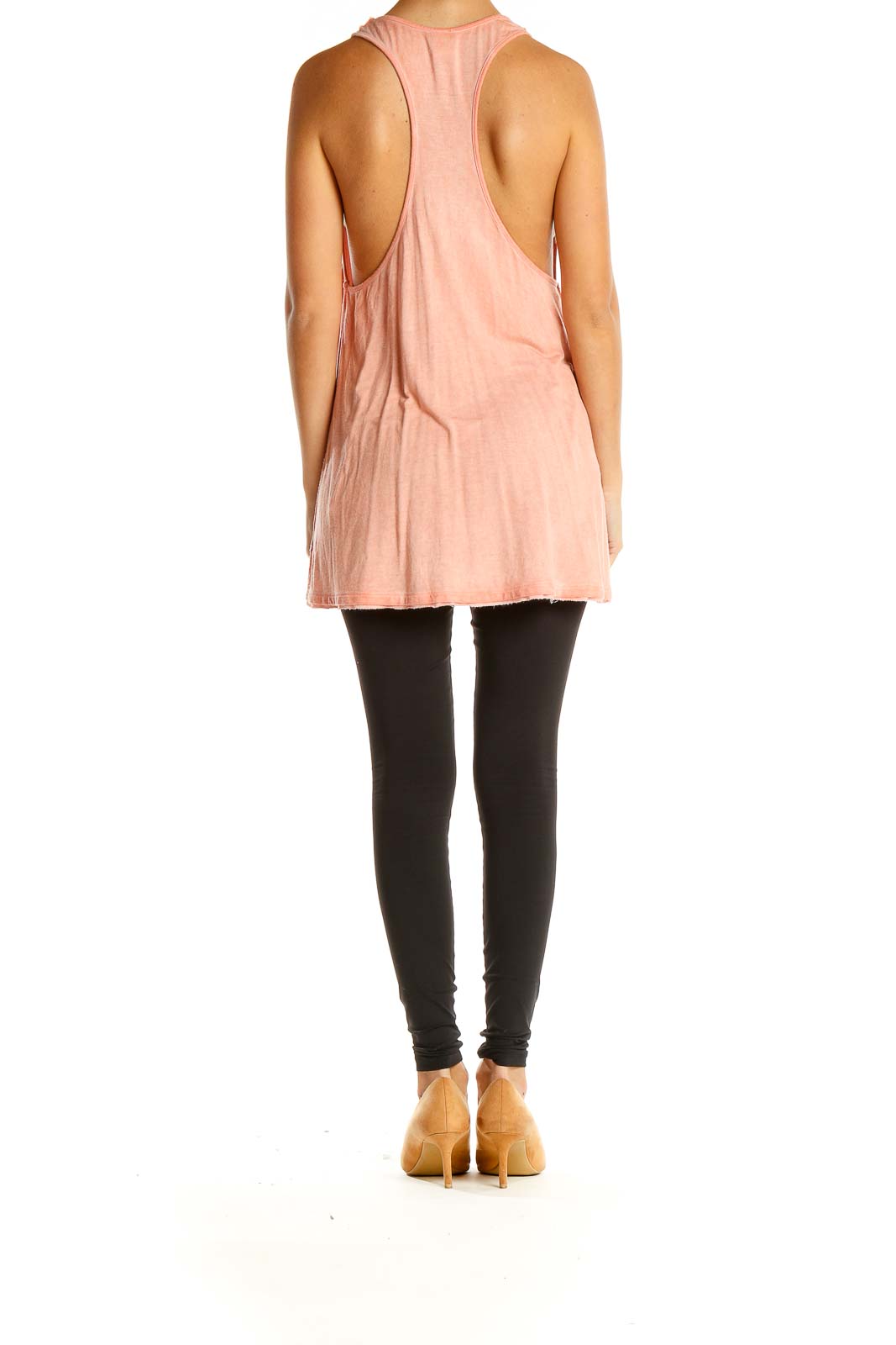 Pink Casual Tank Top with Neckline Detail