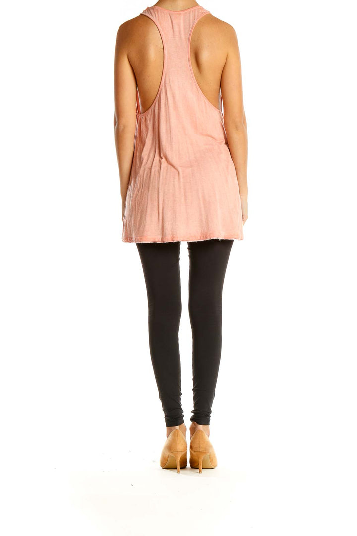 Pink Casual Tank Top with Neckline Detail