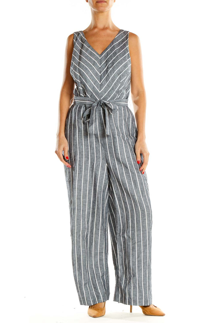 Gray Striped Jumpsuit