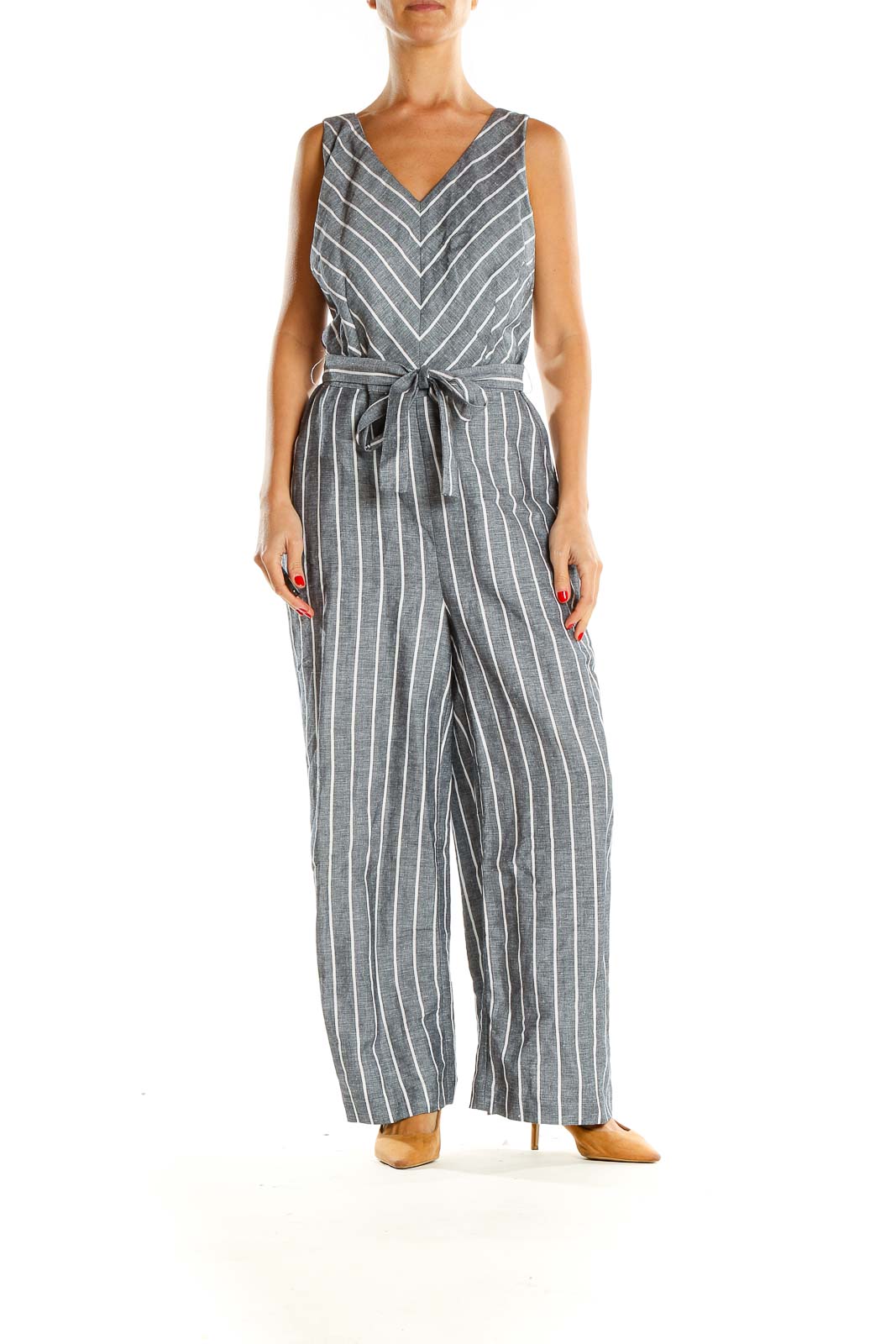 Gray Striped Jumpsuit