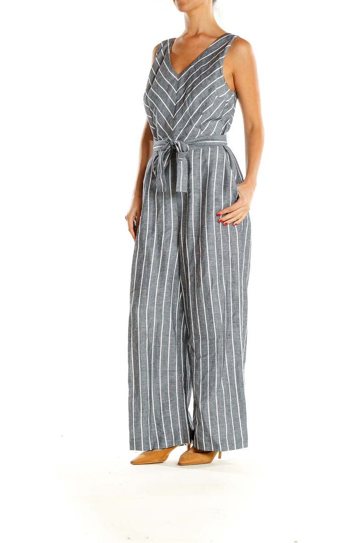 Gray Striped Jumpsuit