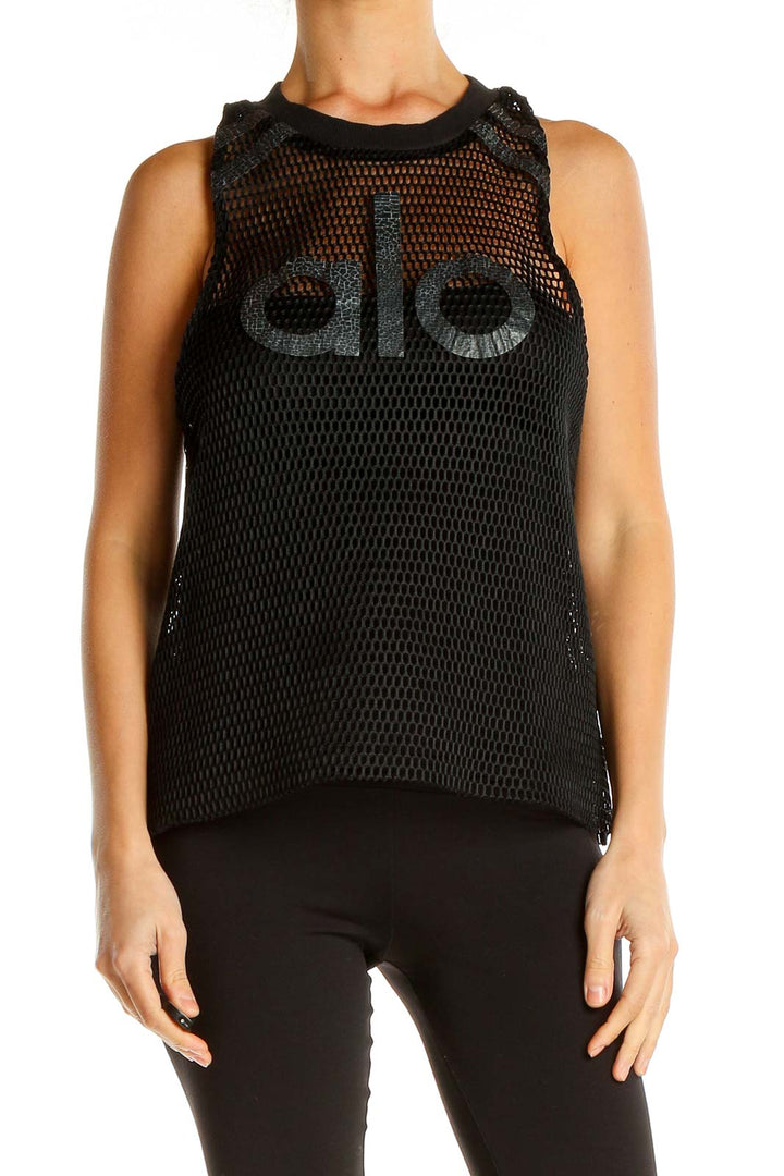 Black Mesh Activewear Tank Top