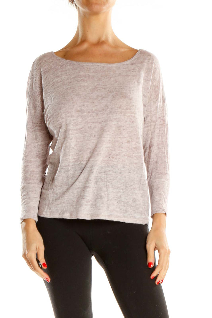 Pink Linen Long Sleeve Top