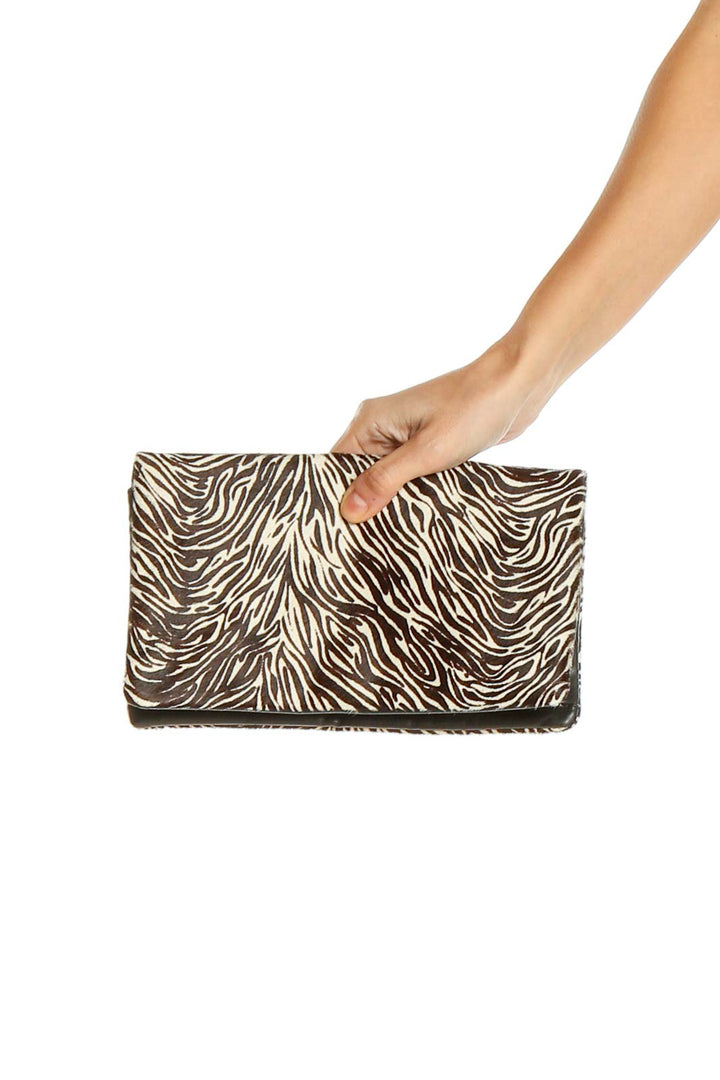 Brown Beige Animal Print Clutch Bag