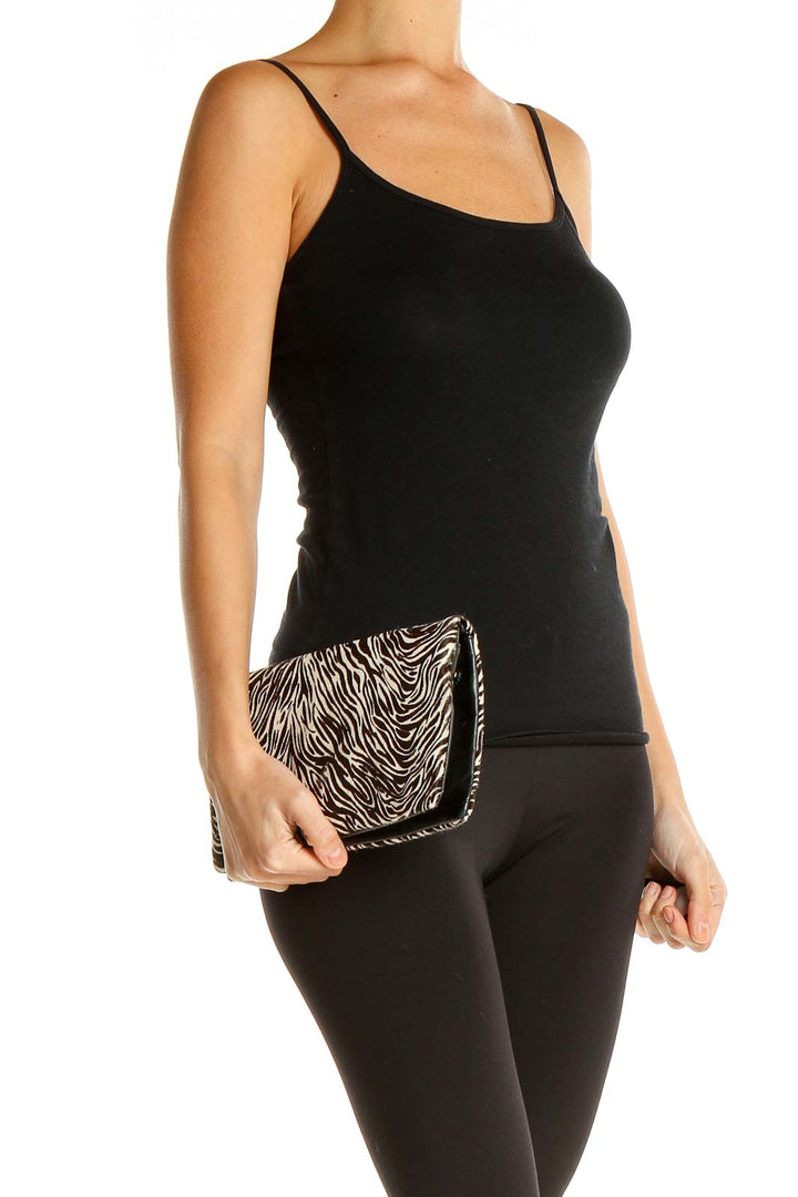 Brown Beige Animal Print Clutch Bag