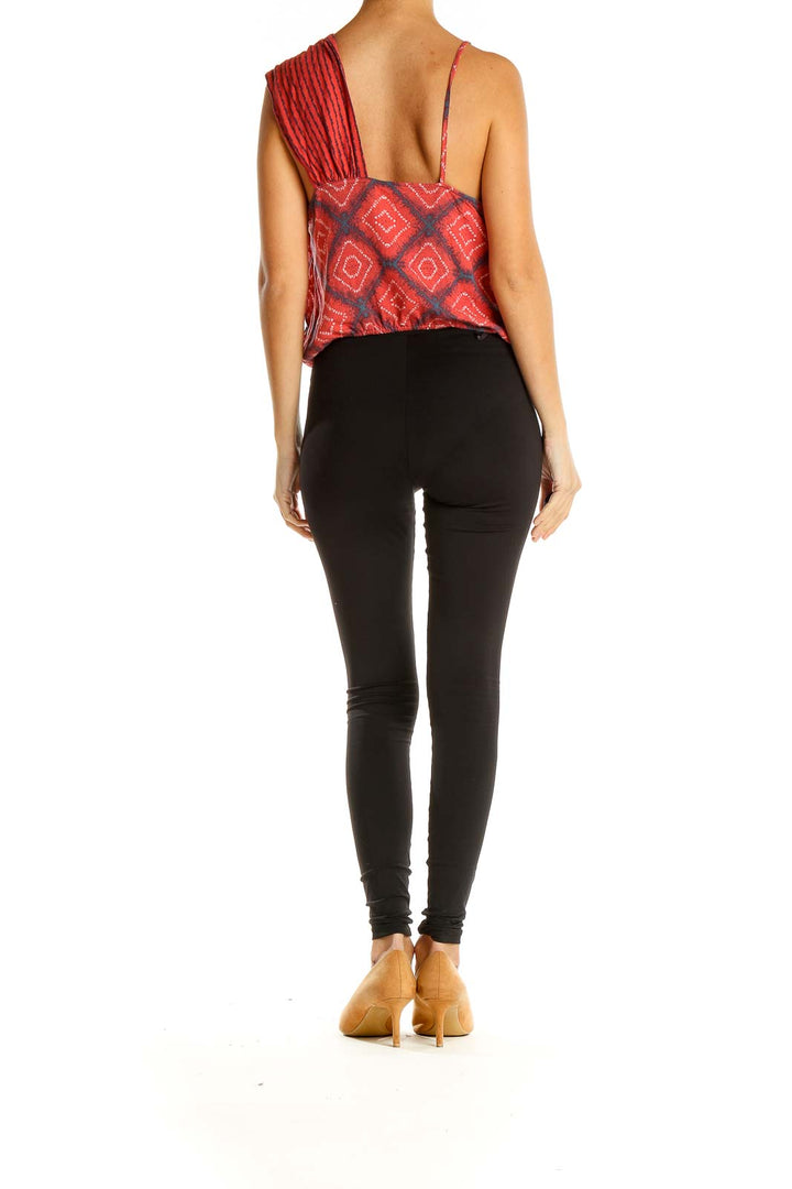 Back view of red geometric print asymmetrical tank top by Free People