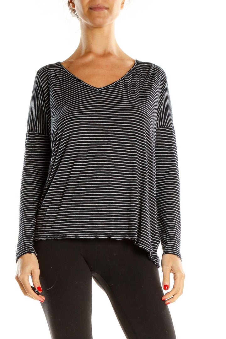 Black Striped Casual Top