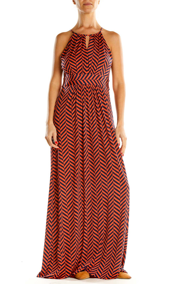 Red Chevron Holiday Column Dress