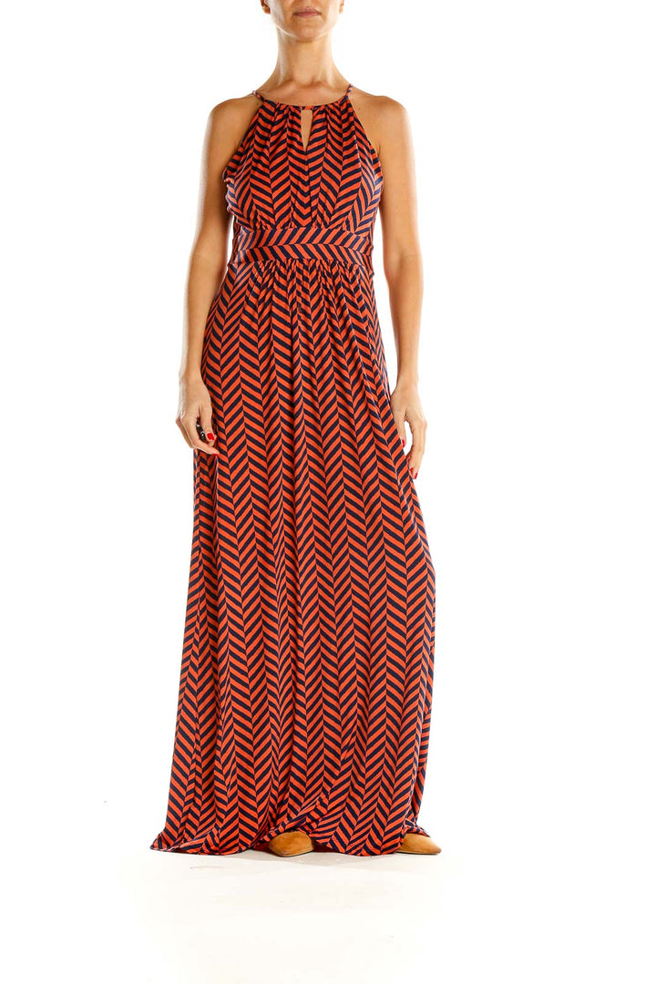 Red Chevron Holiday Column Dress