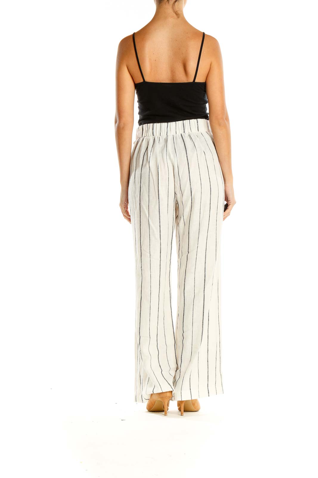 Beige Striped Casual Pants