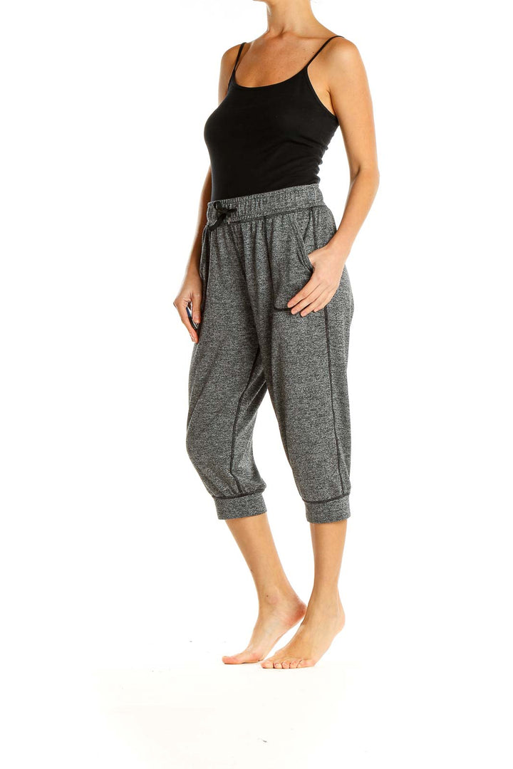 Gray Cropped Casual Sweatpants