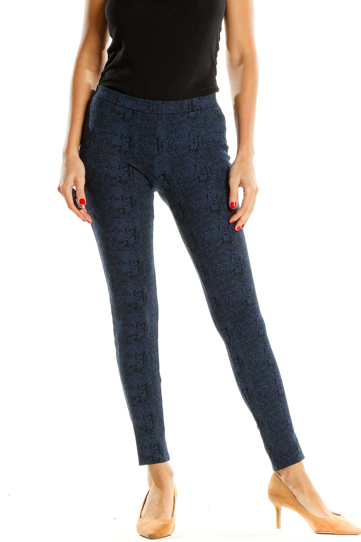 Blue Animal Print Casual Leggings