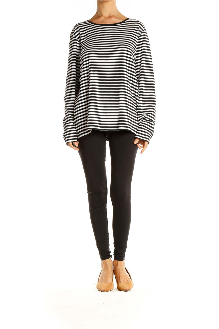 Black White Striped All Day Wear Top