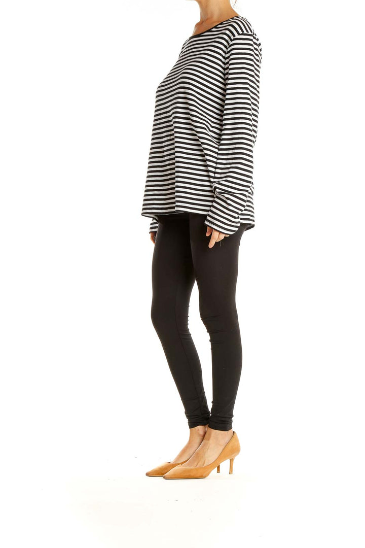 Black White Striped All Day Wear Top