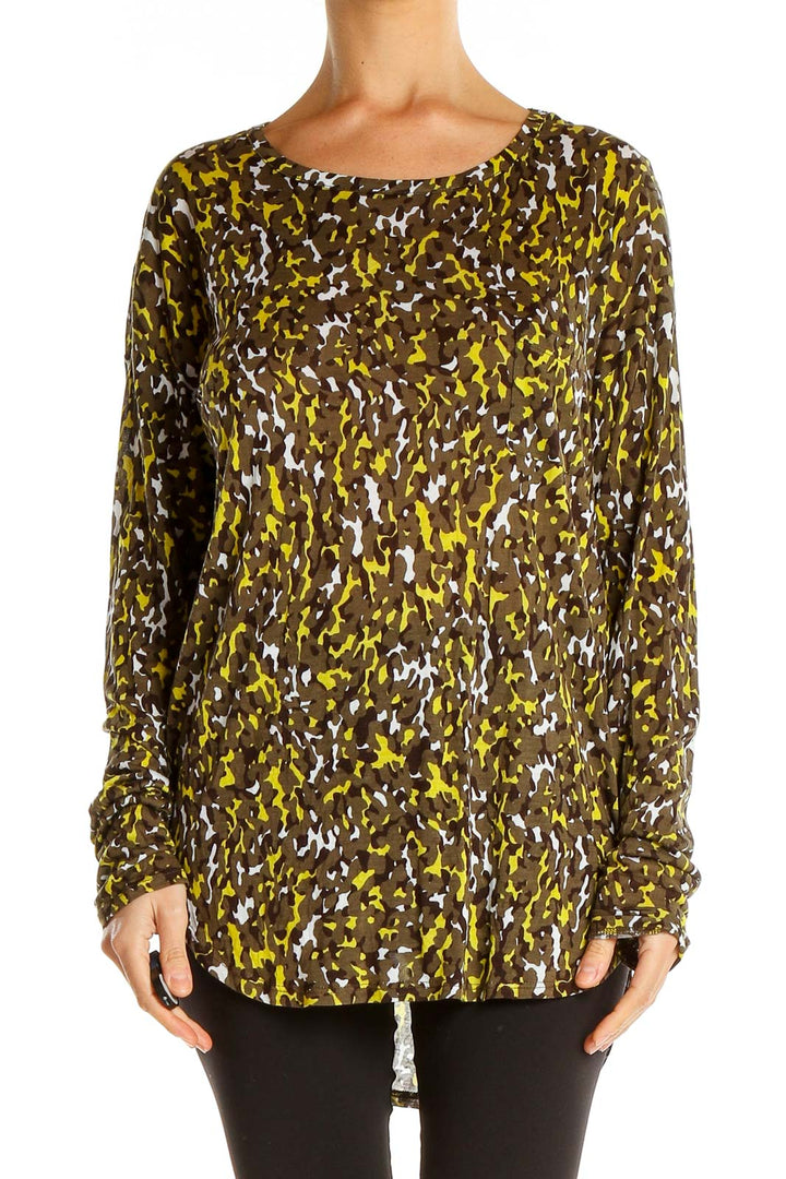 Yellow Brown Printed Long Sleeve Shirt