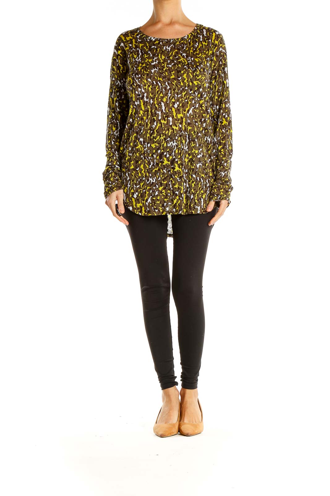 Yellow Brown Printed Long Sleeve Shirt