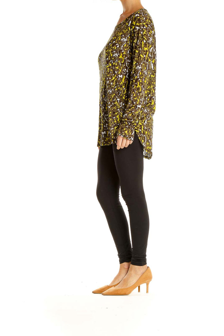 Yellow Brown Printed Long Sleeve Shirt