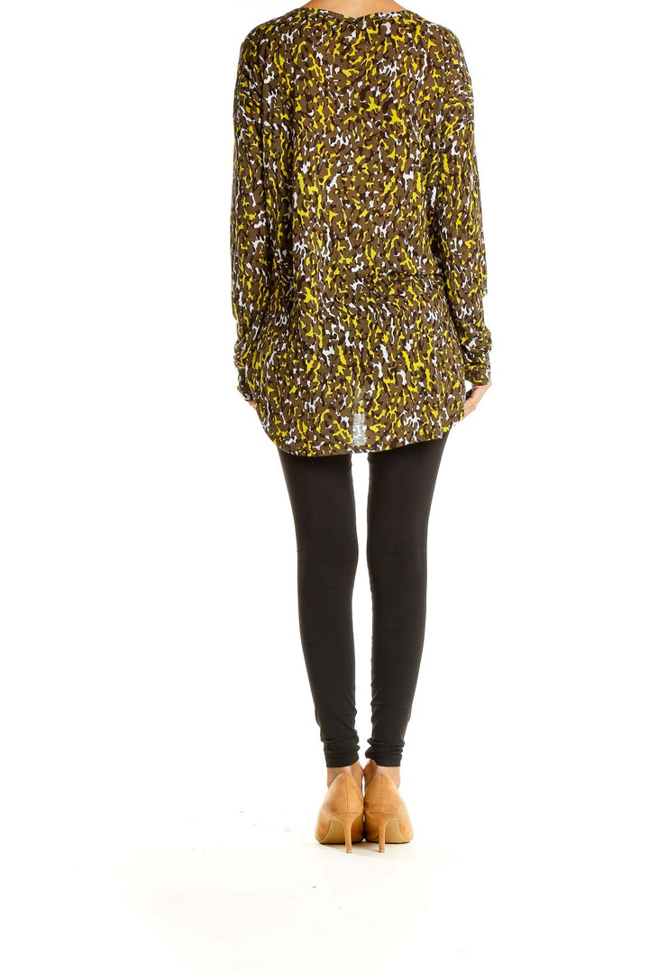 Yellow Brown Printed Long Sleeve Shirt