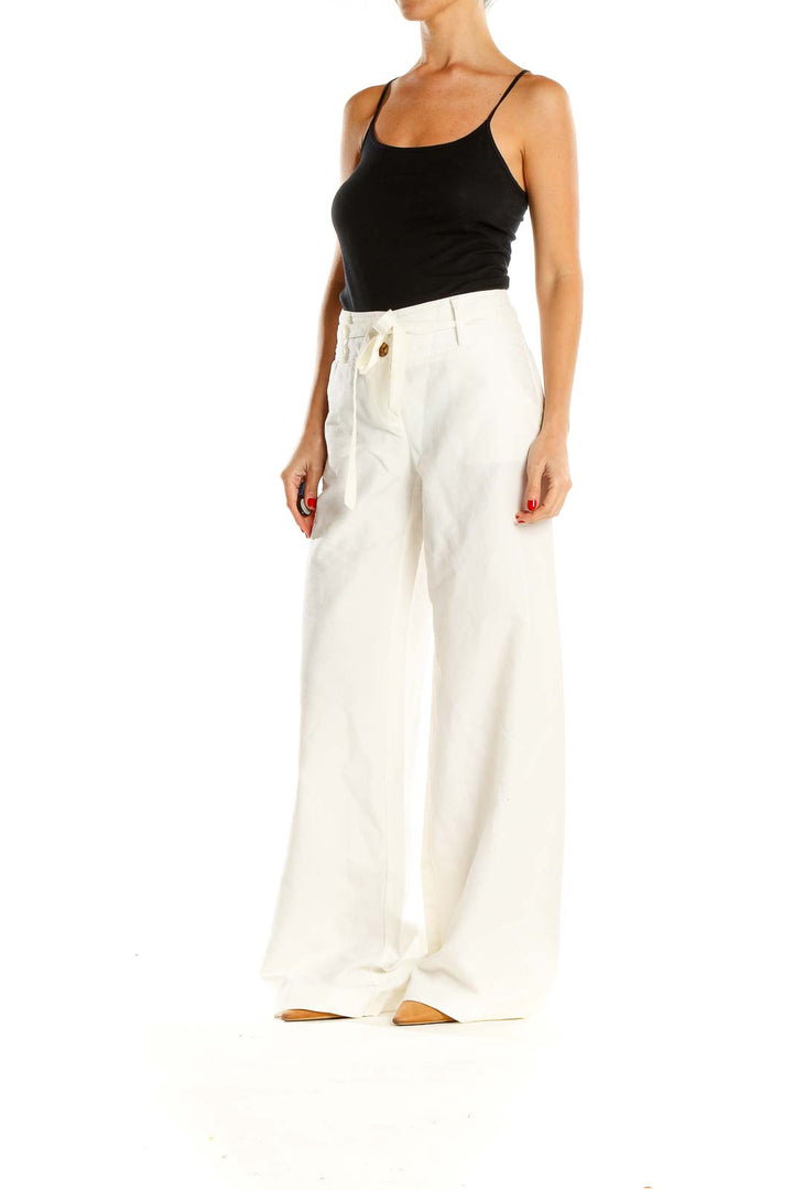 White All Day Wear Wide Leg Pants