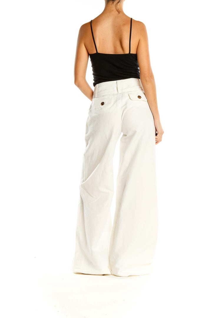 White All Day Wear Wide Leg Pants