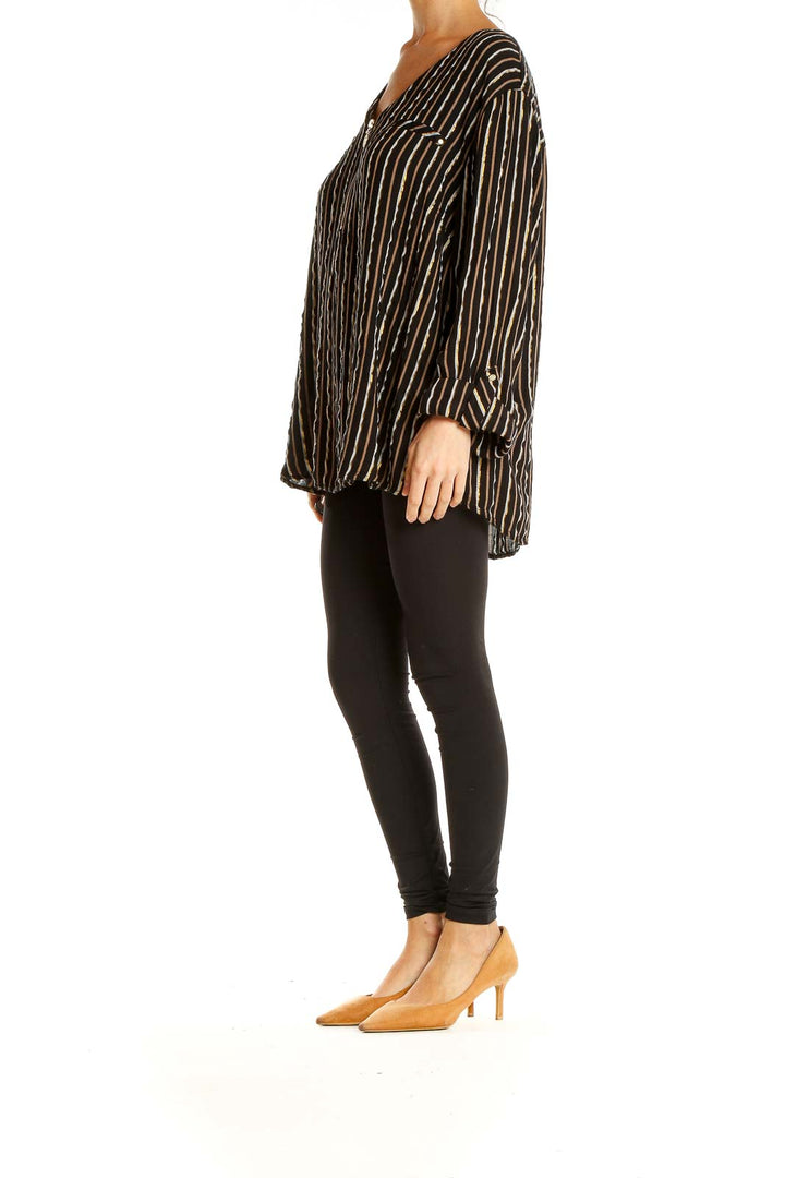 Black Brown Striped Blouse