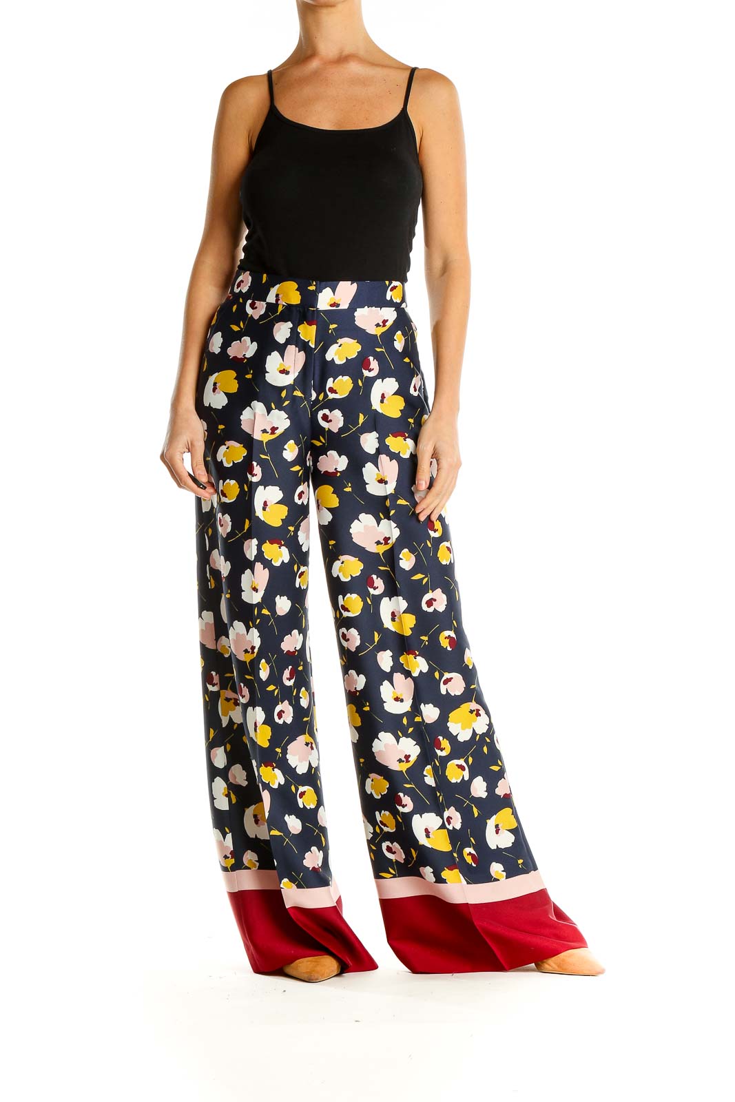 Multicolor Floral Print Holiday Wide Leg Pants