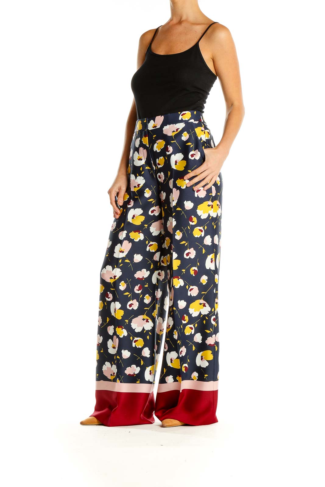 Multicolor Floral Print Holiday Wide Leg Pants